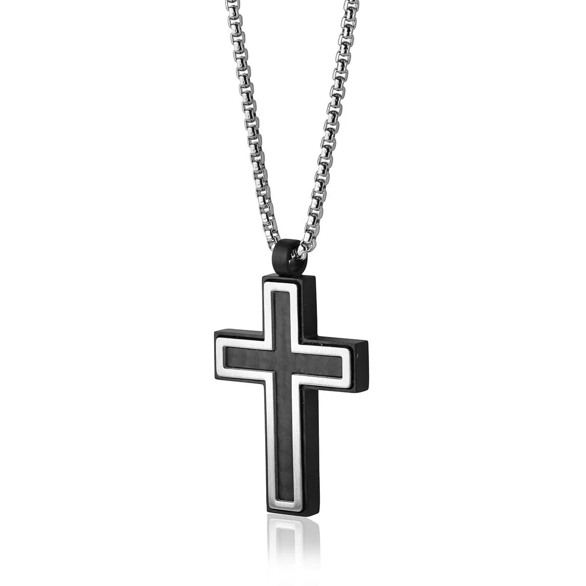 Cross Necklace | Carbon Fibre Premium Stainless Steel 22” Chain Gospel Selections