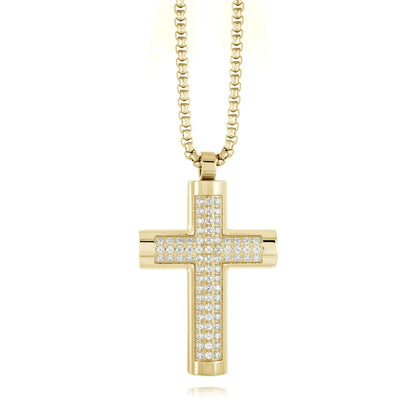 Gold cross necklace with diamonds, Stainless steel cross necklace, stainless steel pendant, stainless steel cross chain