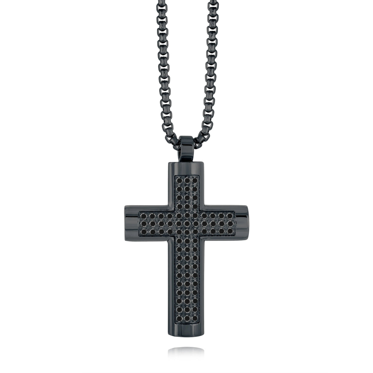 Black cross pendant necklace, Stainless steel cross necklace, stainless steel pendant, stainless steel cross chain