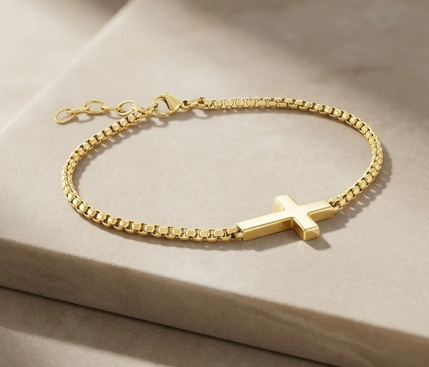 Minimalist cross bracelet aesthetic Christian faith jewelry everyday wear