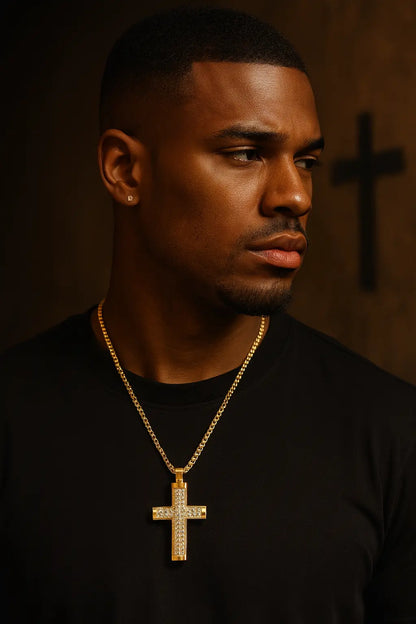 Stainless Steel Full Studded Cross Necklace Gospel Selections