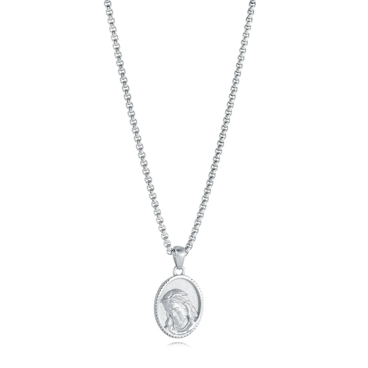 Jesus Necklace 22mm Oval Pendant – Premium Stainless Steel Chain 22" Gospel Selections