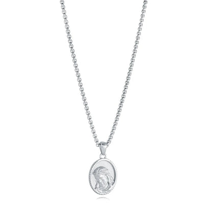 Jesus Necklace 22mm Oval Pendant – Premium Stainless Steel Chain 22" Gospel Selections