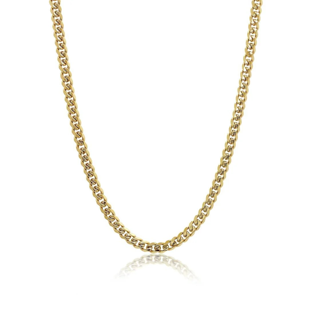 Chaîne gourmette en acier doré 14 carats 7,7 mm