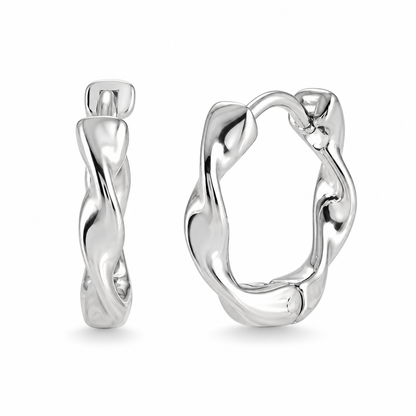 Boucles d'oreilles créoles en acier torsadé argenté 15 mm