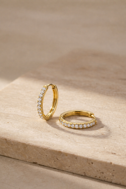 Eternity Huggie Hoop Earrings | Silver or 14K Gold Plated Stainless Steel Gospel Selections