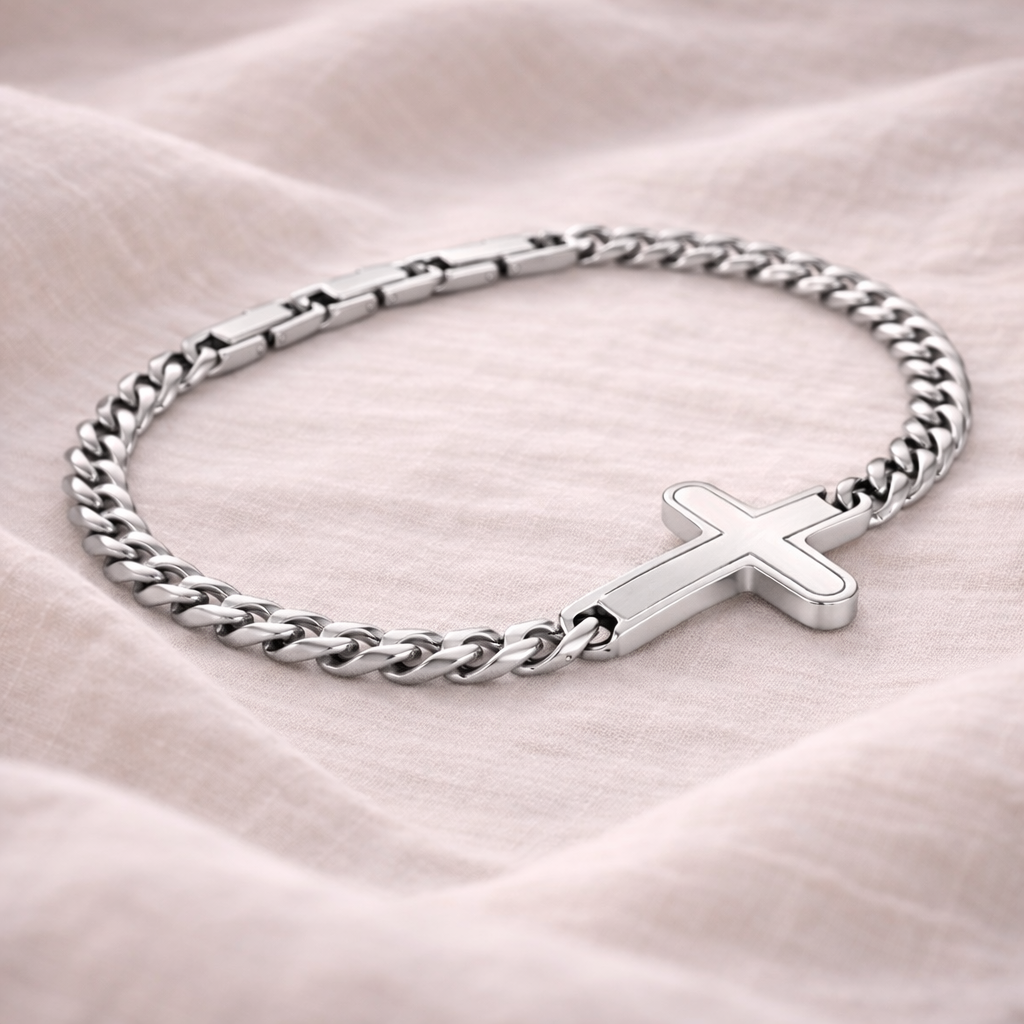 Bracelet Chaîne Maille Forçat Croisée | 7.5”+1” Acier Inoxydable Doré, Argenté & Anthracite