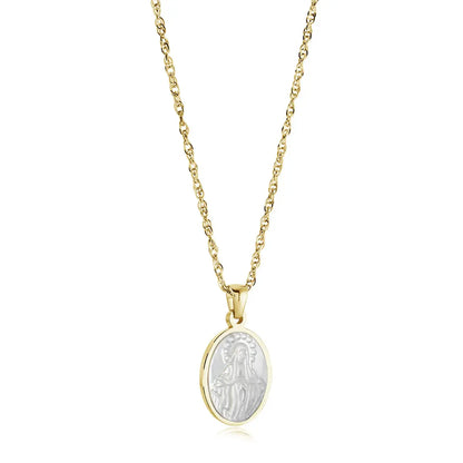 Virgin Mary Mother Of Pearl Necklace | 18” Stainless Steel 14K Gold or Silver Gospel Selections