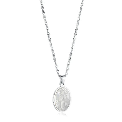 Virgin Mary Mother Of Pearl Necklace | 18” Stainless Steel 14K Gold or Silver Gospel Selections
