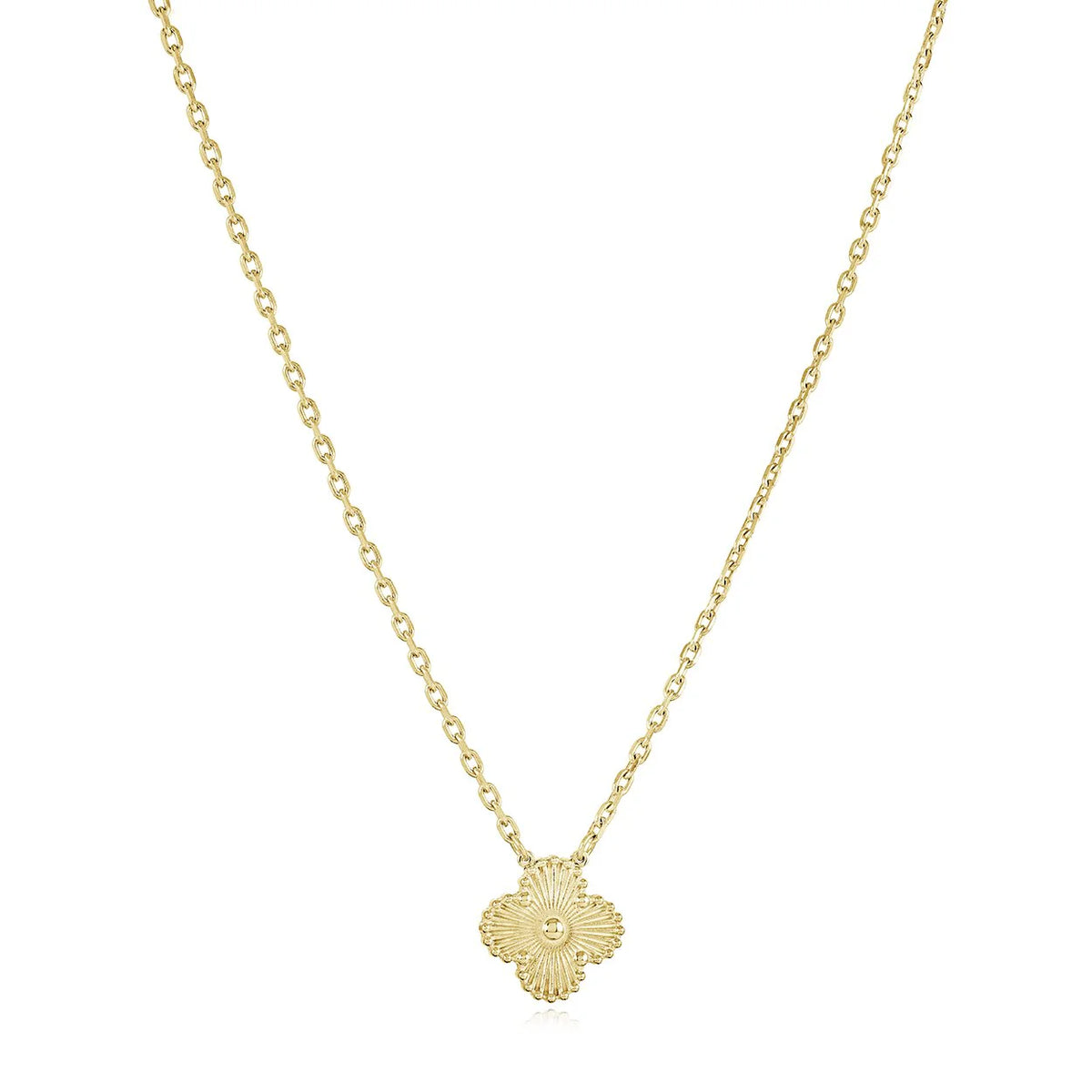 Gold lucky clover necklace for women in stainless steel, minimalist jewelry
