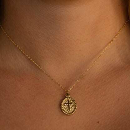 Jesus Cross Oval | 16” + 2” Gold or Silver Stainless Steel Gospel Selections