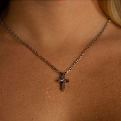 Moderna Cross Necklace – 20" Paperclip Chain, 14k Gold or Silver Gospel Selections